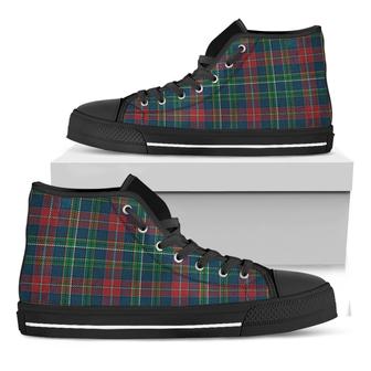 Blue Green And Red Scottish Plaid Print Black High Top Shoes - Monsterry DE