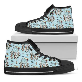 Blue Indian Dream Catcher Black High Top Shoes - Monsterry UK