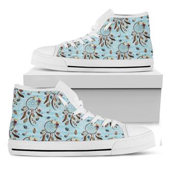 Blue Indian Dream Catcher White High Top Shoes - Monsterry AU