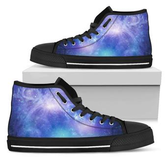 Blue Light Nebula Galaxy Space Print Men's High Top Shoes - Monsterry DE