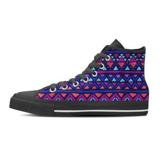 Blue Neon Color Indian Aztec Women's High Top Shoes - Monsterry DE