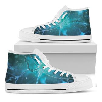 Blue Neurons In The Brain Print White High Top Shoes - Monsterry CA