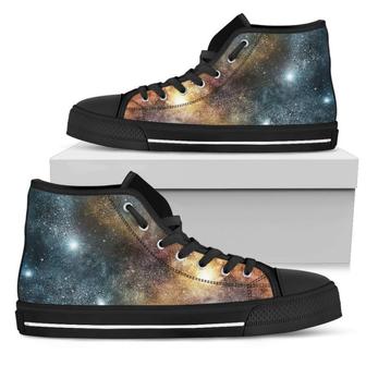 Blue Orange Stardust Galaxy Space Print Women's High Top Shoes - Monsterry UK
