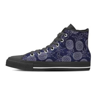 Blue Pine Pineapple Print Women's High Top Shoes - Monsterry CA