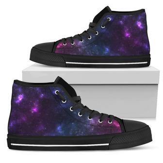 Blue Purple Cosmic Galaxy Space Print Women's High Top Shoes - Monsterry DE