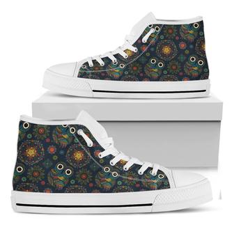 Bohemian Owl Pattern Print White High Top Shoes - Monsterry CA