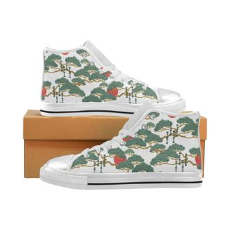 Bonsai red sun japanese pattern Women's High Top Shoes White - Monsterry UK