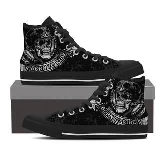Born To Ride Motorcycle -Clearance High Top Shoes Sneakers - Monsterry AU