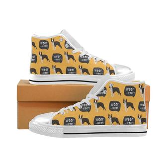 Boston terrier design pattern Women's High Top Shoes White - Monsterry AU