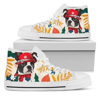 Boston Terrier Dog Sneakers Women High Top Shoes Funny Gift - Monsterry UK