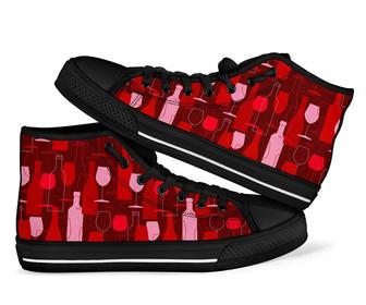 Botttle Red Wine Print Pattern Men Women'S High Top Shoes - Monsterry AU