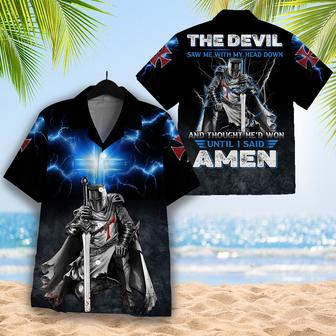 The Devil Saw Me With My Head Down And Though He'd Won Until I Said Amen Hawaiian Shirt - Seseable