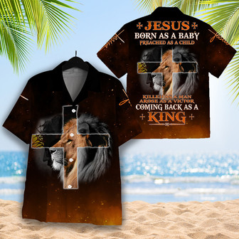 Christian Shirt, Jesus Born As A Baby Preached As A Child Faith Christian Cross Hawaiian Shirt | Seseable UK