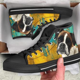 Boxer Dog Sneakers Colorful High Top Shoes Gift Idea - Monsterry DE