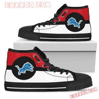 Bright Colours Open Sections Great Logo Detroit Lions High Top Shoes Sport Sneakers | Favorety