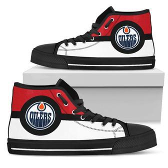 Bright Colours Open Sections Great Logo Edmonton Oilers High Top Shoes | Favorety AU