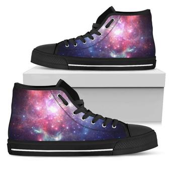 Bright Red Blue Stars Galaxy Space Print Men's High Top Shoes - Monsterry DE