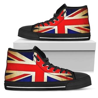 Bright Union Jack British Flag Print Men's High Top Shoes - Monsterry