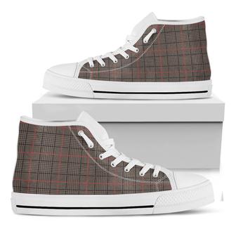 Brown Prince Of Wales Check Print White High Top Shoes - Monsterry DE