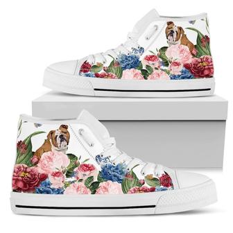 Bulldog Flower High Top Shoes For Women, Shoes For Men Custom Shoes - Monsterry CA