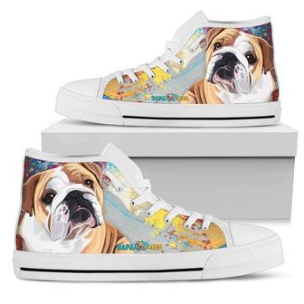 Bulldog Sneakers High Top Shoes Funny For Bulldog Lover - Monsterry AU
