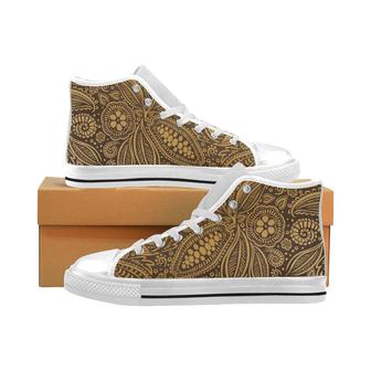 cacao beans tribal polynesian pattern background Men's High Top Shoes White - Monsterry AU
