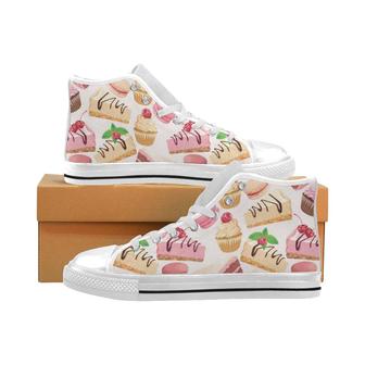 Cake cupcake sweets pattern Men's High Top Shoes White - Monsterry AU