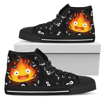Calcifer Sneakers Howl's Moving Castle High Top Shoes Fan Gift - Monsterry UK