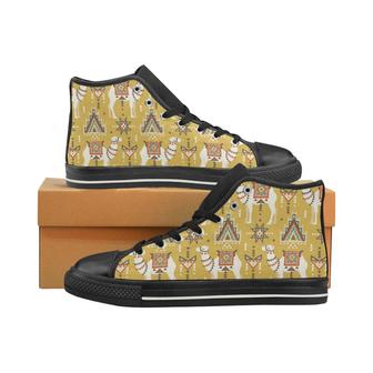 Camels ethnic motif pattern Women's High Top Shoes Black - Monsterry