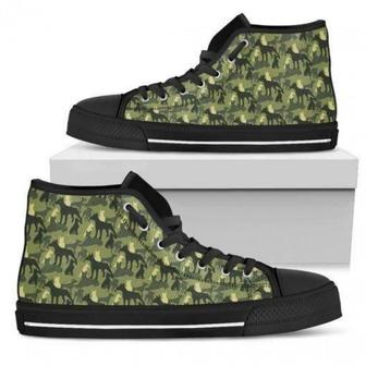 Camo Doberman Dogs Military Mens High Top Shoes with Camouflage Dobermans - Monsterry UK