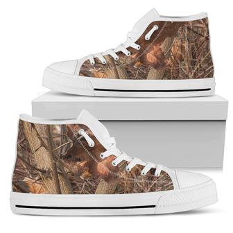 Camo Realistic Tree Forest Autumn Print Women High Top Shoes - Monsterry CA