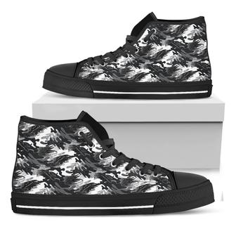 Camouflage Dazzle Wings Pattern Print Black High Top Shoes - Monsterry UK