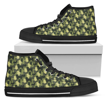Camouflage Solider Military Pug Dog High Top Shoes - Monsterry