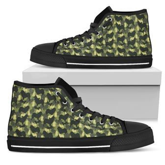 Camouflage Solider Military Samoyed Dog High Top Shoes - Monsterry