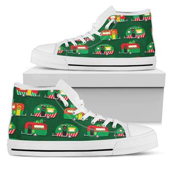 Camper Camping Christmas Themed Print Women High Top Shoes - Monsterry