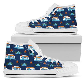 Camper Pattern Camping Themed No Print Women High Top Shoes - Monsterry UK