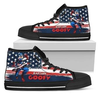 Captain Goofy Sneakers High Top Shoes American Flag - Monsterry DE