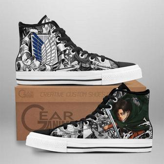 Captain Levi High Top Shoes Custom Anime Attack On Titan Sneakers | Favorety