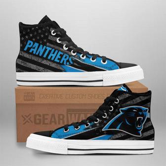 Carolina Panthers High Top Shoes Custom American Flag Sneakers | Favorety AU