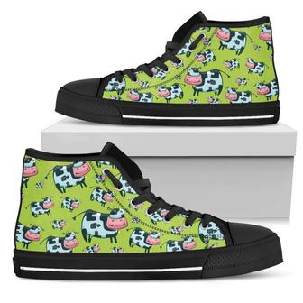 Cartoon Smiley Cow Men's High Top Shoes - Monsterry AU