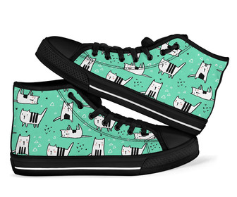 Cat Kitten Pattern Print Men Women'S High Top Shoes - Monsterry