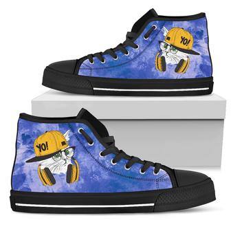 Cat Loves Music Lovely Cat Cute Cat Gifts for Cat Lovers High Top Shoes - Monsterry UK