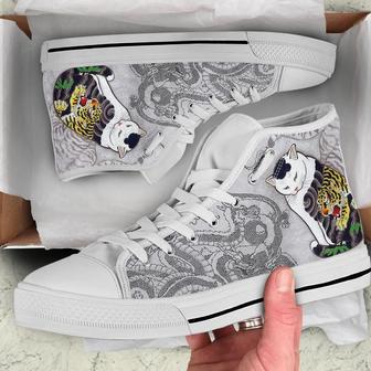 Cat Tiger Dragon Lover Unique Friend Family Gift High Top Shoes - Monsterry