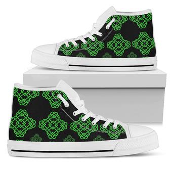 Celtic Knot Green Neon Design Women High Top Shoes - Monsterry