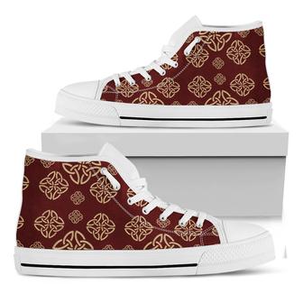 Celtic Knot Symbol Pattern Print White High Top Shoes - Monsterry AU