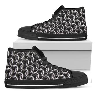 Chainmail Ring Pattern Print Black High Top Shoes - Monsterry UK