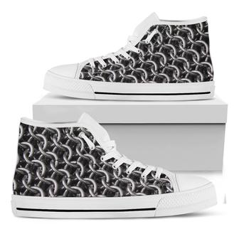 Chainmail Ring Pattern Print White High Top Shoes - Monsterry AU