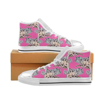 Chameleon lizard pattern pink background Women's High Top Shoes White - Monsterry