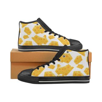 Cheese slice pattern Women's High Top Shoes Black - Monsterry AU