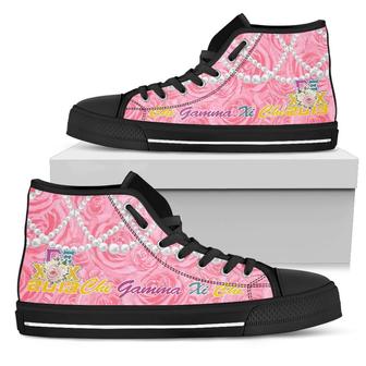 Chi Gamma Xi Chi K.H Pearls Ivory Rose High Top Shoes - Monsterry DE